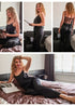 Boho Sleepwear, Pajamas Set, PJ Satin Black Lace, Blanche(12 Colors)